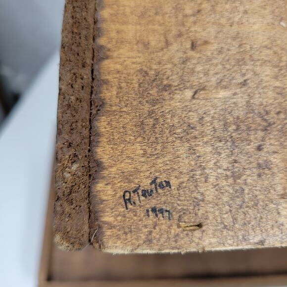 VTG Wood Apple Box 16" Hand Painted Rope Handle Signed 1997 County Fair 4H - Picture 15 of 16